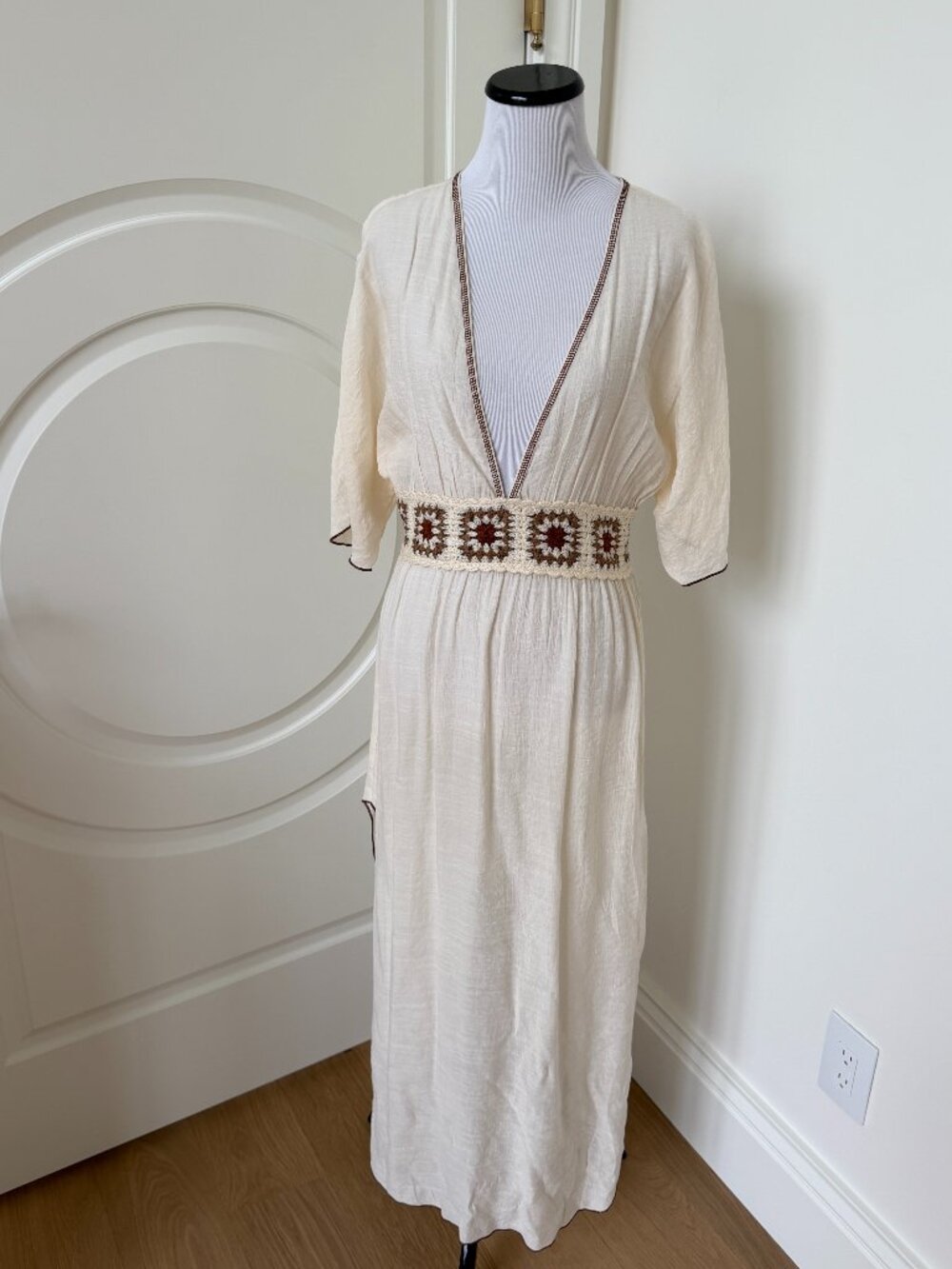 NWT Cupshe Boho Grace Beige Cover-Up Maxi Dress - Picture 2 of 7